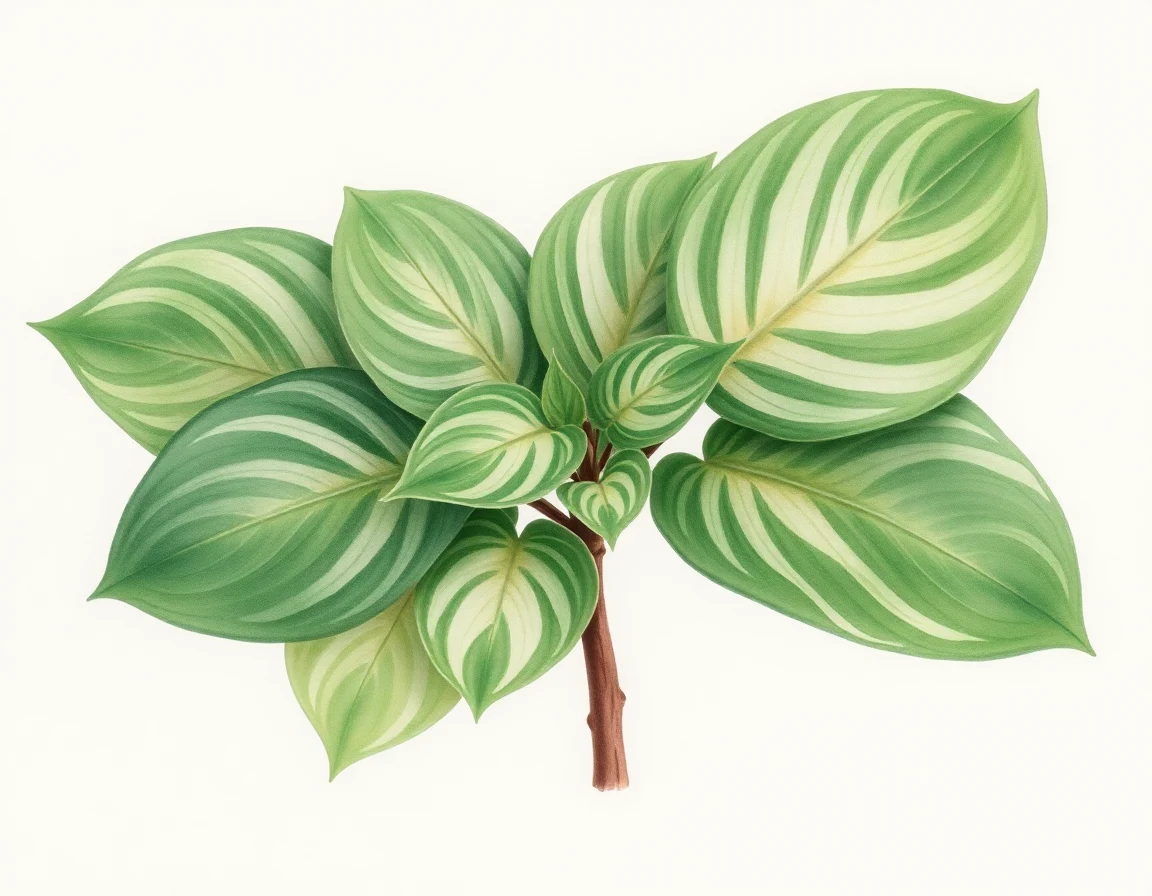 Watercolor illustration of Hosta 'Swoosh'