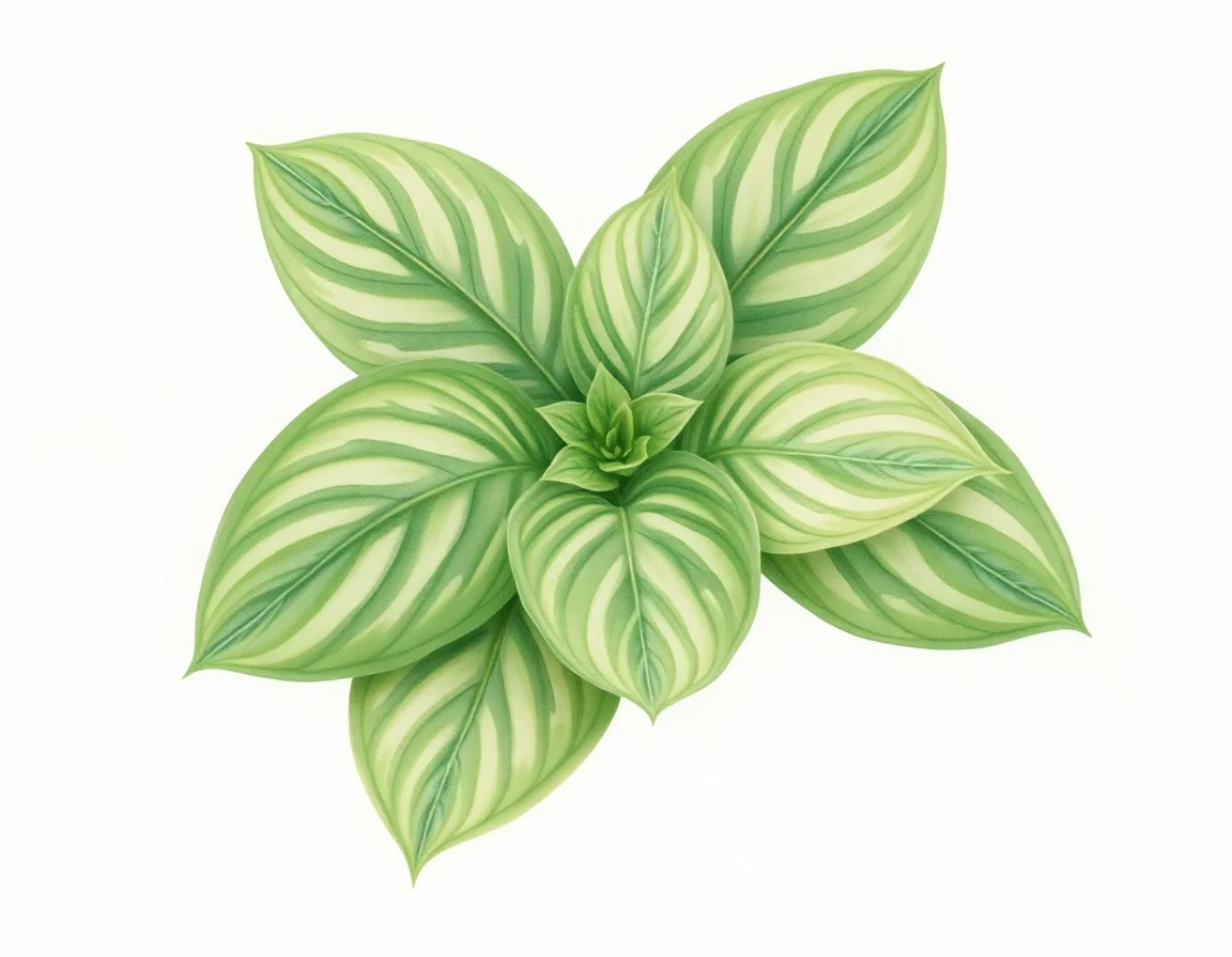 Watercolor illustration of Hosta 'Tatted Lace'