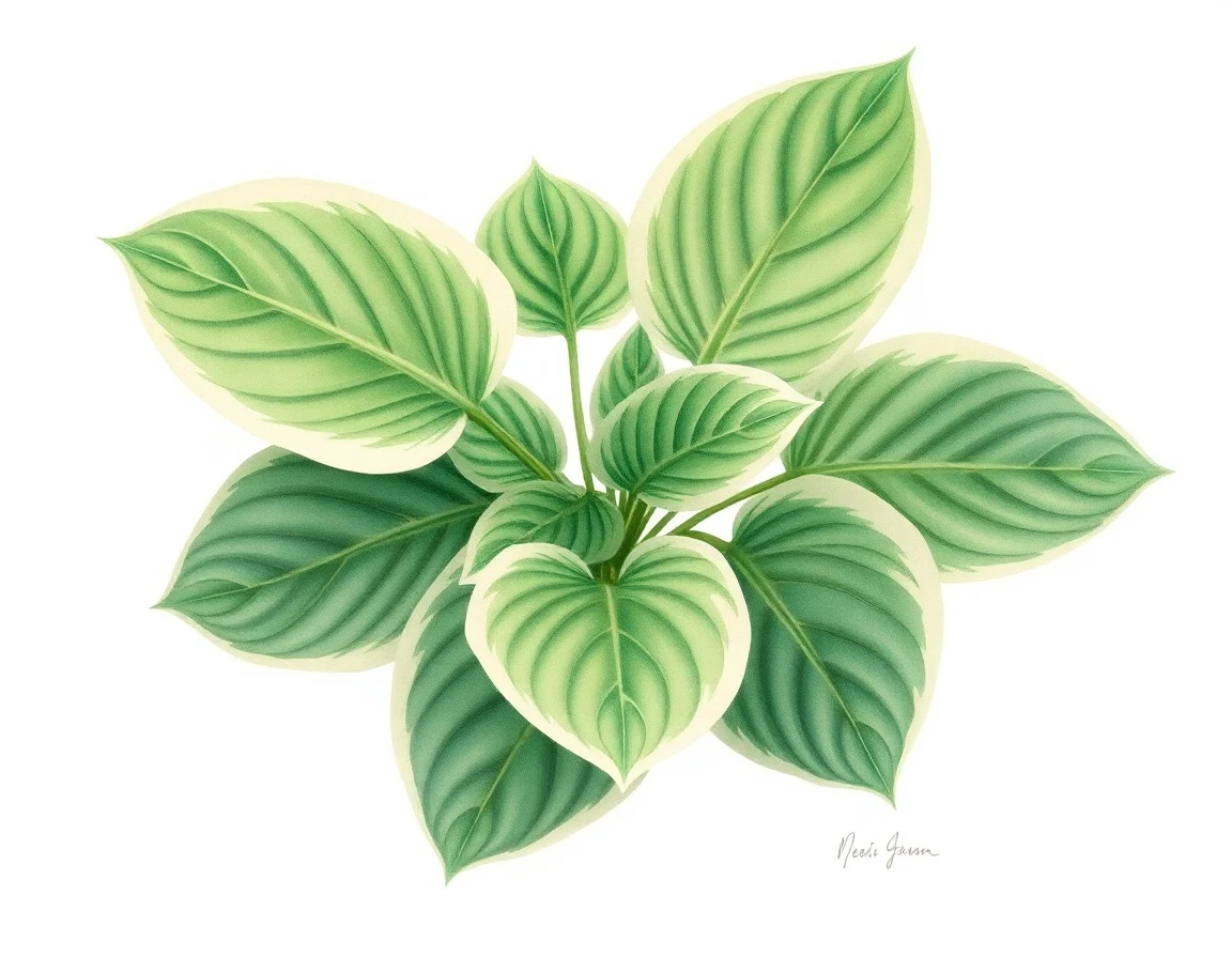 Watercolor illustration of Hosta 'Temple of Heaven'