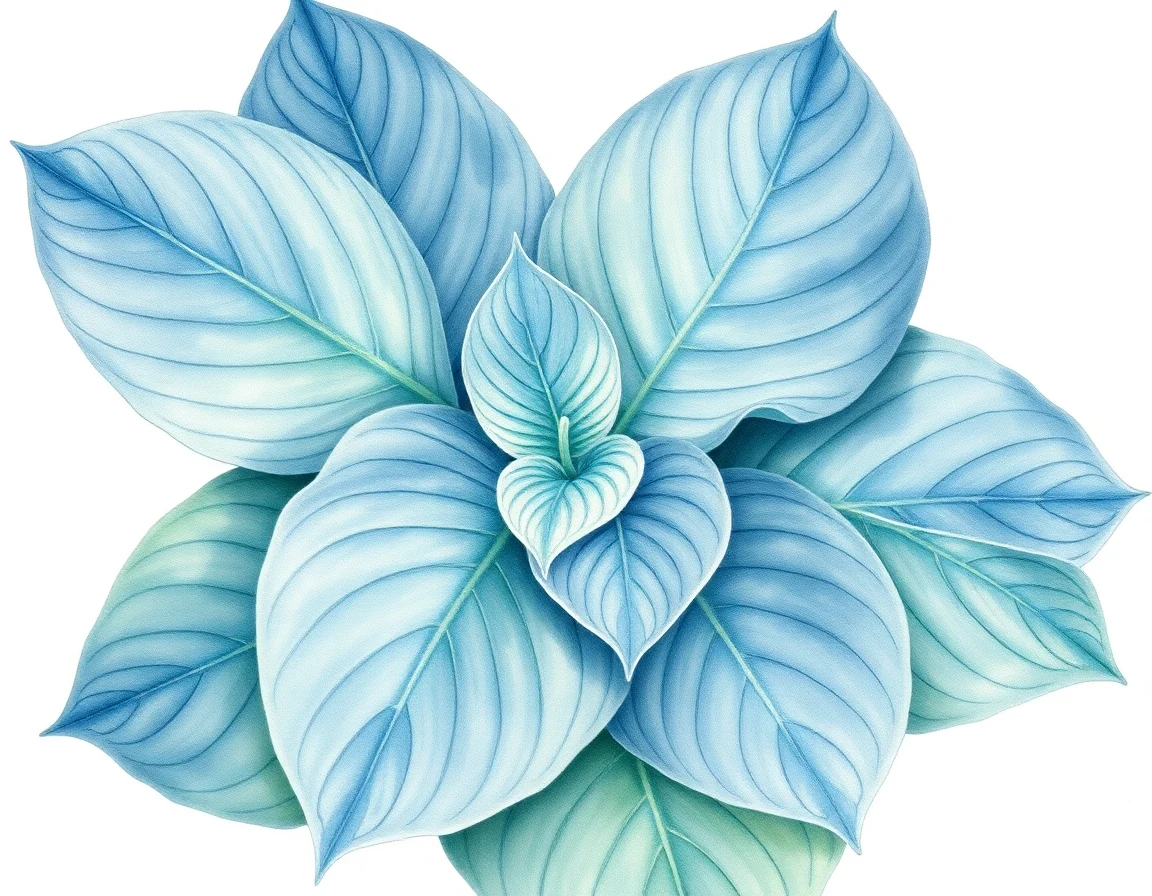 Watercolor illustration of Hosta 'The King'