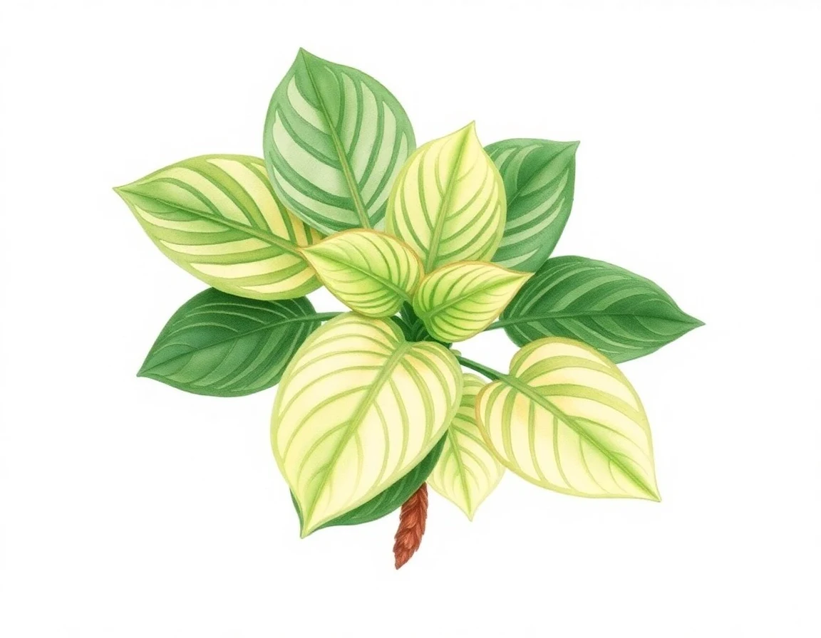 Watercolor illustration of Hosta 'Tigger'