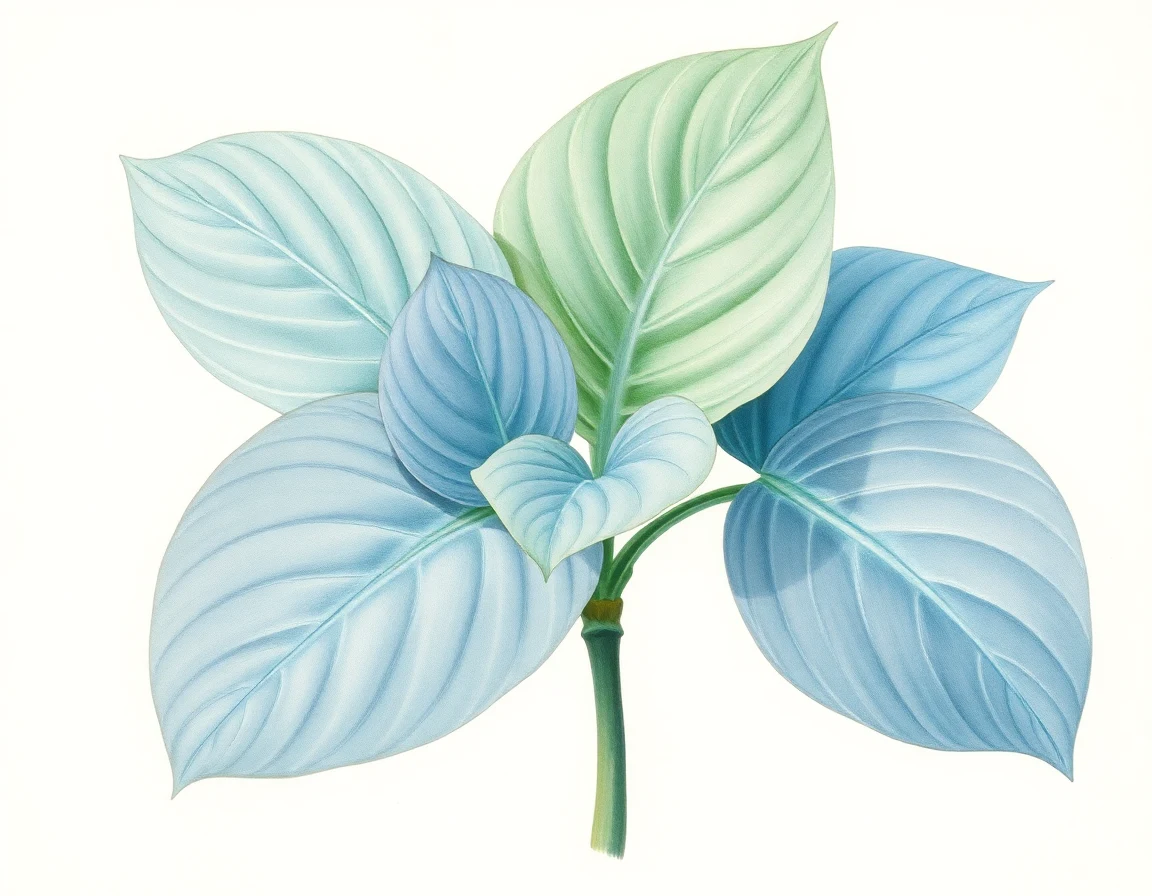 Watercolor illustration of Hosta 'Tokudama Flavoplanata'